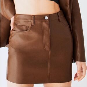 Aritzia Wilfred Black Faux Leather Mini Skirt